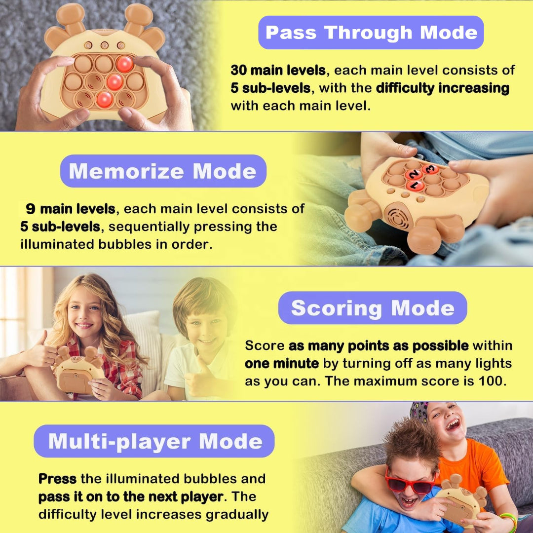[Pack of 2 - Twins, Random Colors] Mini Fast Push Pop AND Wooden Memory Match Stick & Chess Game