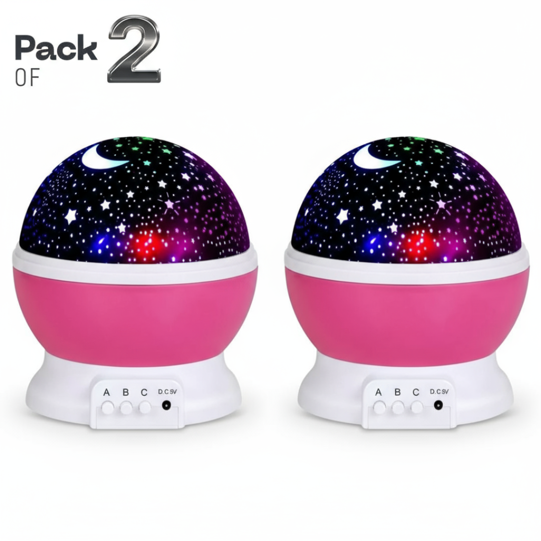 [Pack of 2 - Twins, Random Colors] Star Master Galaxy Night Projector - 360 Rotating Lights