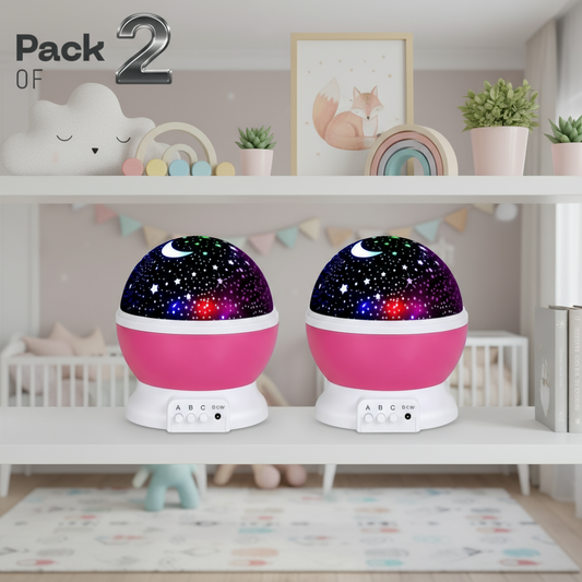 [Pack of 2 - Twins, Random Colors] Star Master Galaxy Night Projector - 360 Rotating Lights