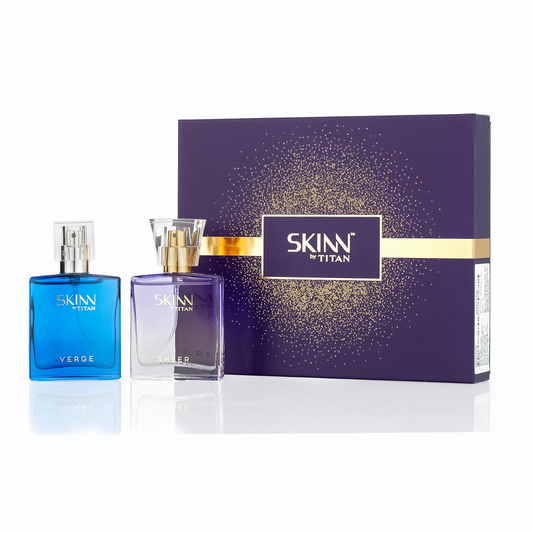 Skinn by Titan, Verge & Sheer Long Lasting Perfume Gift Set for Couples - 25 mL (Pack of 2) | Perfect Fragrances for Him & Her