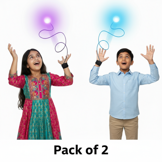 [2 balls, Random Color] Light-Up Wrist Balls | Glow-in-the-Dark Toy with Elastic String